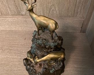Bronze deer sculpture by Dan Parker