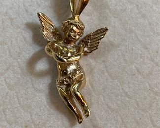 14k cherub pendant