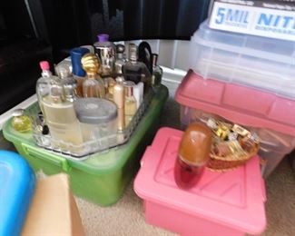 we have several totes full of perfume bottles