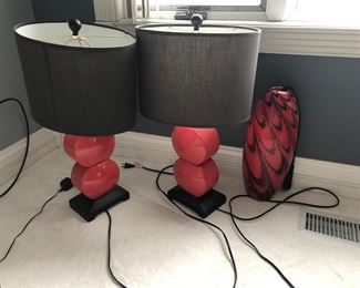 Cool Red Lamps and Red Vase