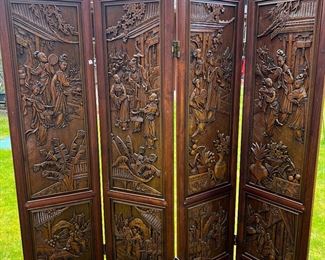 Teak Asian folding screen