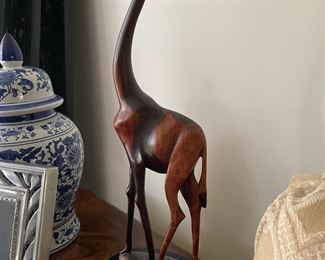 Giraffe carved wooden sculpture