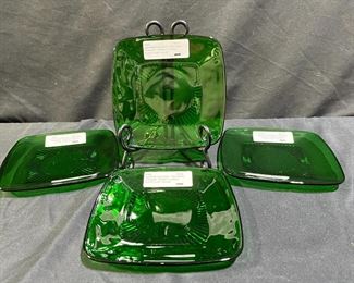 4 Anchor Hocking Fire-King Green Salad Plate