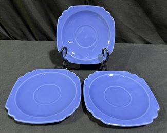 3 VTG Homer Laughlin Riviera Blue Saucers