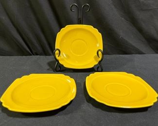 3 VTG Homer Laughlin Riviera Yellow Saucers