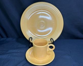 3 Vintage Yellow Fiestaware Plate, Mug & Saucer