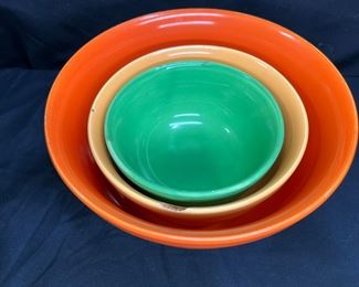 3 Vintage Ceramic Colorful Mixing Bowl Set