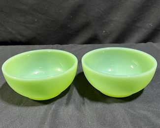Two 5" Fire-King Jadeite Bowls