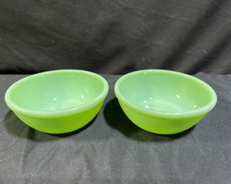 2 5 1/2" Fire-King Jadeite Beaded Edge Bowl