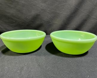 2 5 1/2" Fire-King Jadeite Beaded Edge Bowl