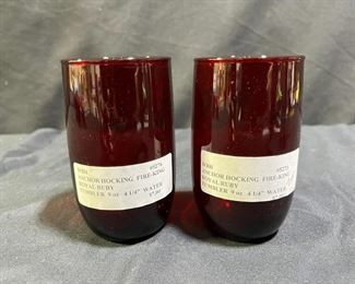 2 Anchor Hocking Ruby Red 9 oz Tumblers