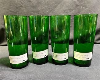 4 Fire-King Forest Green Ice Tea Glasses