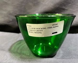 Fire-King Forest Green Glass Mixing Bowl