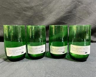 4 Fire-King Forest Green 9 oz Water Tumblers