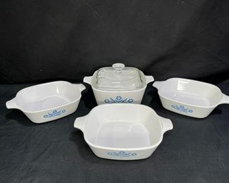 4 piece Corning Ware Corn Flower Pattern