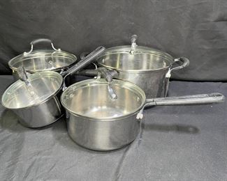 4 Tfal Stainless Steel Induction Pots with Lids
