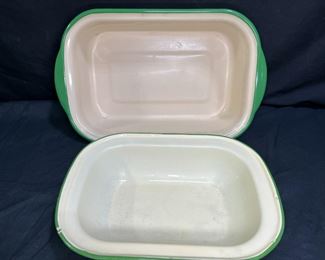 Granite Ware Cream & Green Rectangular Pans