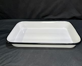Large Enameled Ware Blue & White Sterilizer Pan