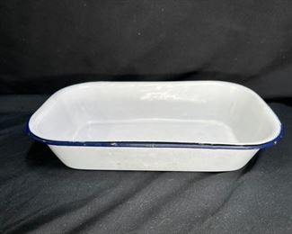 Large Enameled Ware Blue & White Sterilizer Pan