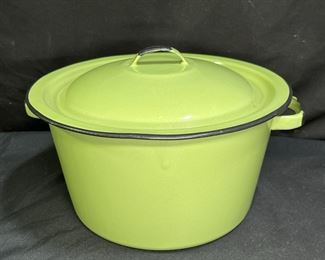 Vintage Green & Black Enameled Ware Stock Pot