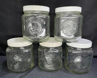 Five Vintage Small Golden Harvest Canisters