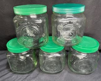 Five Vintage Small Golden Harvest Canisters