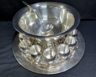 Newburyport Silverplate Punchbowl & 12 Cups