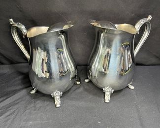 Two 2 Qt. Oneida Silver Beverage Pitchers
