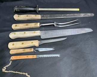 6 Chicago Cutlery Knives, Fork & Knife Sharpener