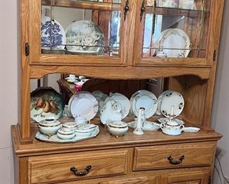 China Cabinet filled with beautiful vintage and antique china