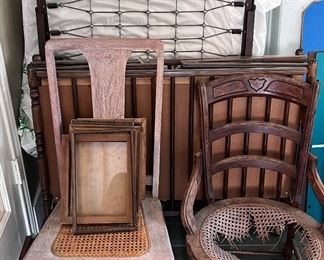 Lots of antique beds and chairs