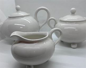 Haviland teapot, with creamer and sugar bowl