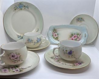 Vintage hand-painted Bavarian tea cup sets