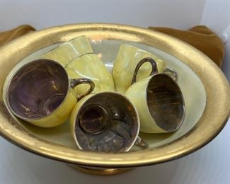 Hutschenreuther Lusterware yellow punch bowl set