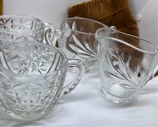 Depression Glass cream and sugar sets