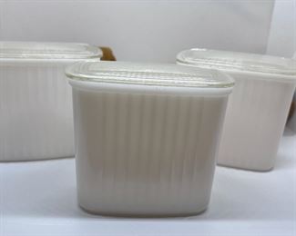 White Milk Glass Atlas Refrigerator Powder Jars