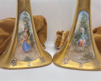 Limoge France Candlesticks 9” x 5” No flaws, just gorgeous!