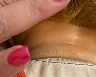 Vintage Ideal Baby Big Eyes Infant P5 Doll Oil Cloth Body 1950s 22in.