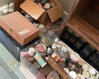 Vintage jars with enamel paint collection