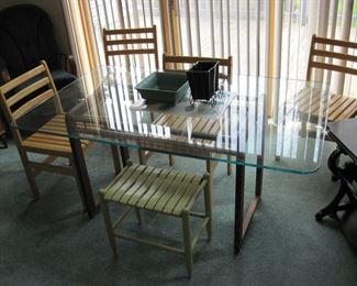 Glass dining room table and chairs
