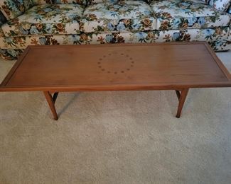 Mid-Century Modern  Drexel Declaration Line Coffee Table and Floral Sofa
