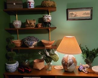 Lamp, Baskets and Collectibles 