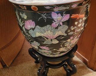 Large Oriental Pot with Stand