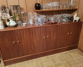 Wood Cabinet and Collectibles 