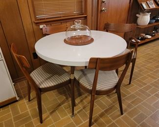 Drexel Mid-Century Modern Kip Stewart Declaration Line Chairs and Round White Table