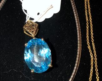 Huge Blue Topaz in 14k
