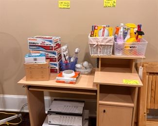 Desk and household items