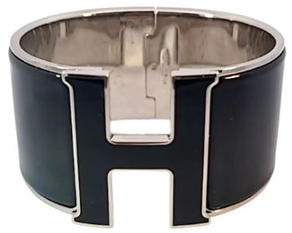 41 Hermes Black Enamel Cuff Bracelet
