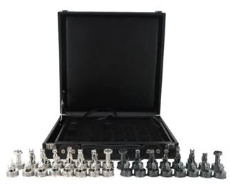 74 Italian Sterling Bastet Chess Set, Rubies Diamonds