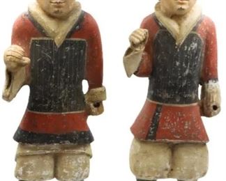 851 Important Pair of Polychrome Han Warriors